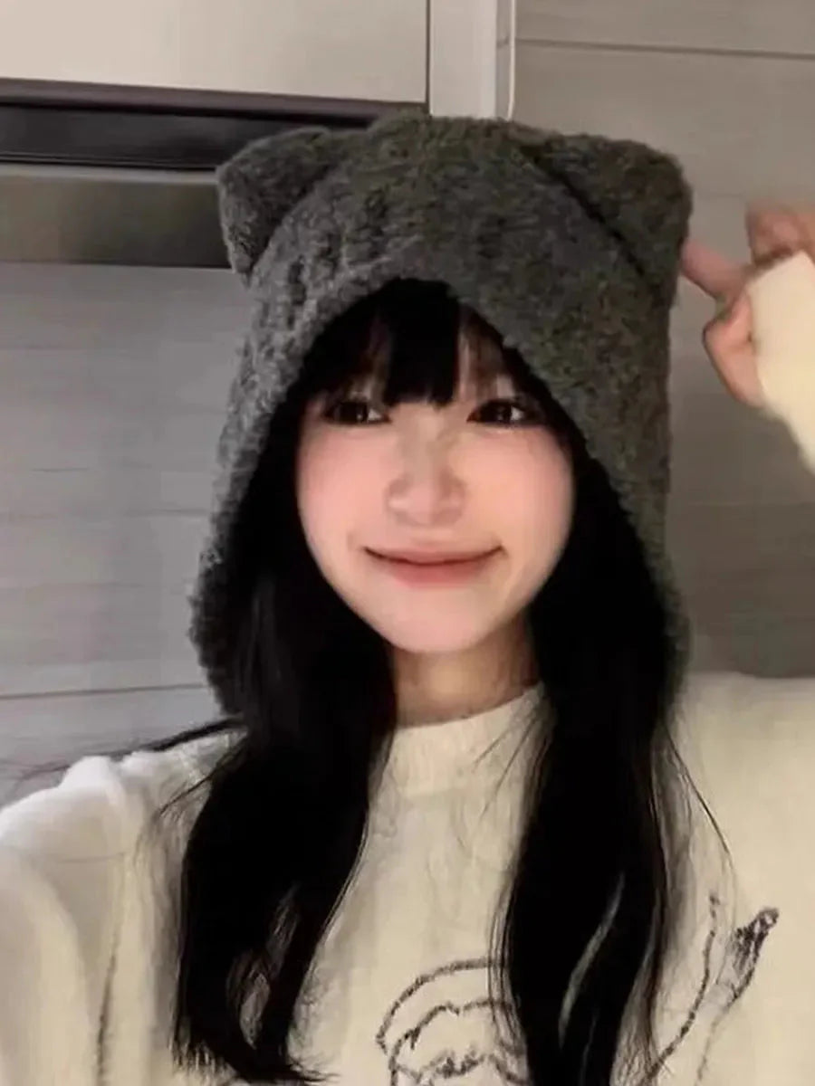 'Cutie Bear' Knitted Ear Muffs Hat