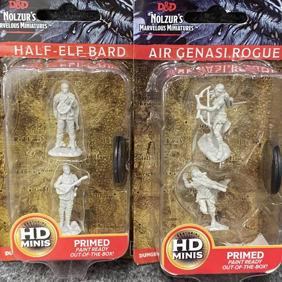 2Pack/Set Pathfinder Battles Board Game Miniatures Elf Human Fighter Dwarf Cleric Sorcrer Rogue Minoatur Wolf Figure & Base