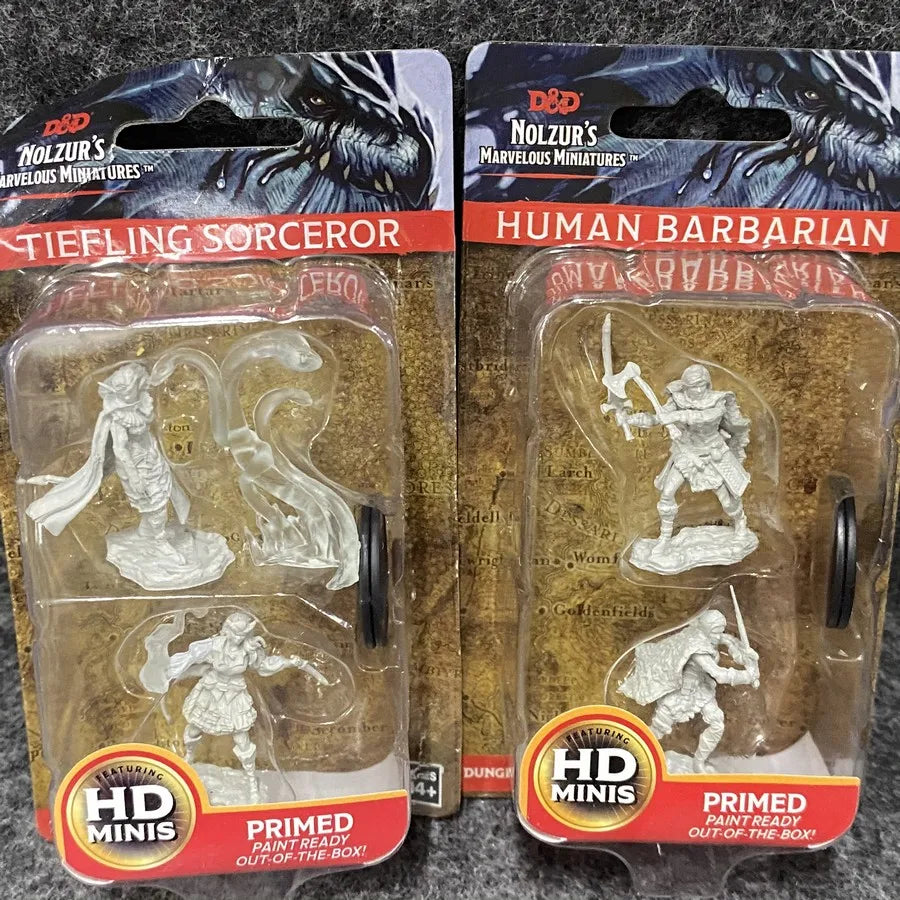 2Pack/Set Pathfinder Battles Board Game Miniatures Elf Human Fighter Dwarf Cleric Sorcrer Rogue Minoatur Wolf Figure & Base