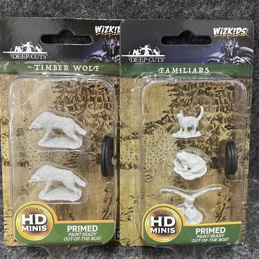 2Pack/Set Pathfinder Battles Board Game Miniatures Elf Human Fighter Dwarf Cleric Sorcrer Rogue Minoatur Wolf Figure & Base