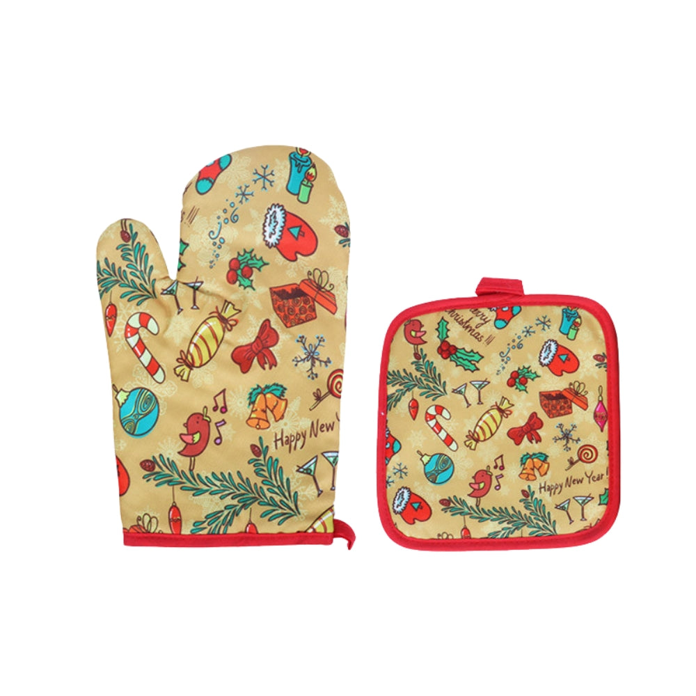 2Pcs Christmas Gloves Oven Mitts