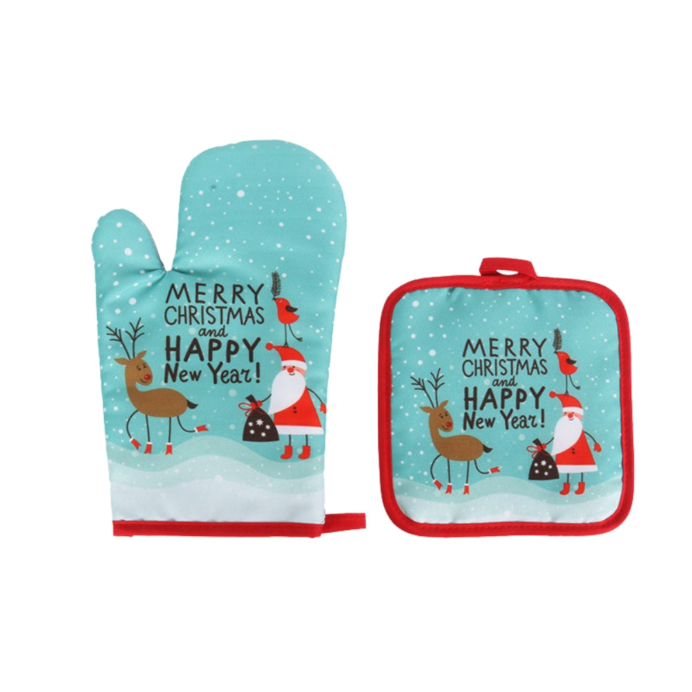 2Pcs Christmas Gloves Oven Mitts