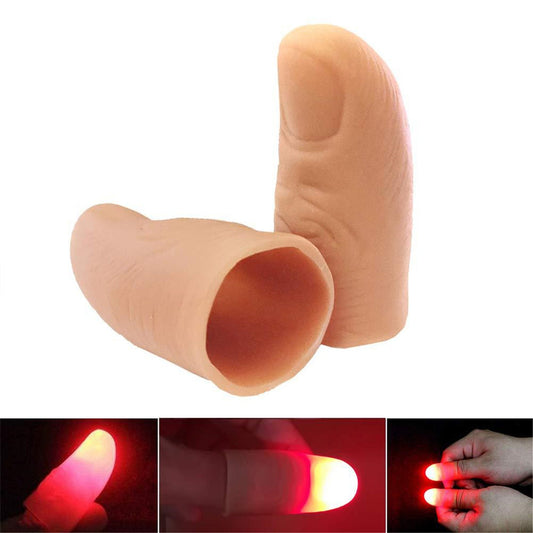 2PCS Magic Trick Fingers Thumbs with LED Battery Powered Magic Props Halloween Magic Trick Fingers Thumbs Party Toys for Child