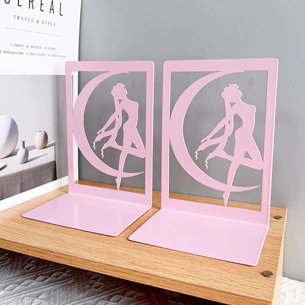 2pcs Sailor Moon Book End Book Fan Collection Gift Non-Slip Heavy Duty Bookends Iron Bookends Desktop Office Supplies