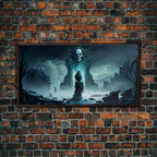 Doorway to Niflheim, Land of Mist and the Dead, Norse Mythology Fantasy Art, Framed Canvas Print, Fantasy Decor - 10x20 Inches / Walnut Frame