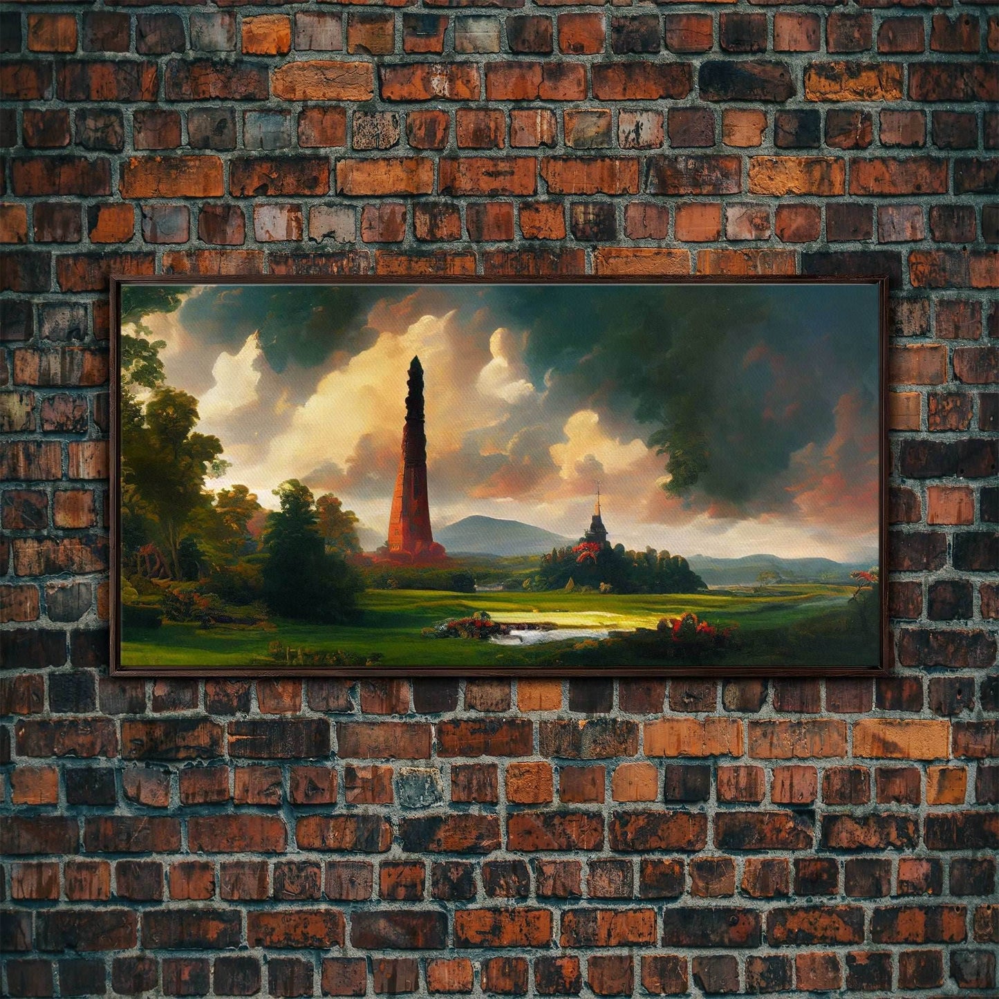 High Fantasy Art Canvas Print, Dark Tower, RPG Fantasy Art, RPG Concept art, unique wall art - 10x20 Inches / Walnut Frame