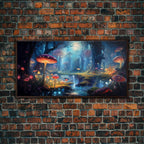 Fantasy Art, Dark Fantasy Forest Framed Canvas Print, Elven Decor, Magical Forest, RPG Game Art, Game Room Art, Witchy Decor, Wall Art - 10x20 Inches / Walnut Frame