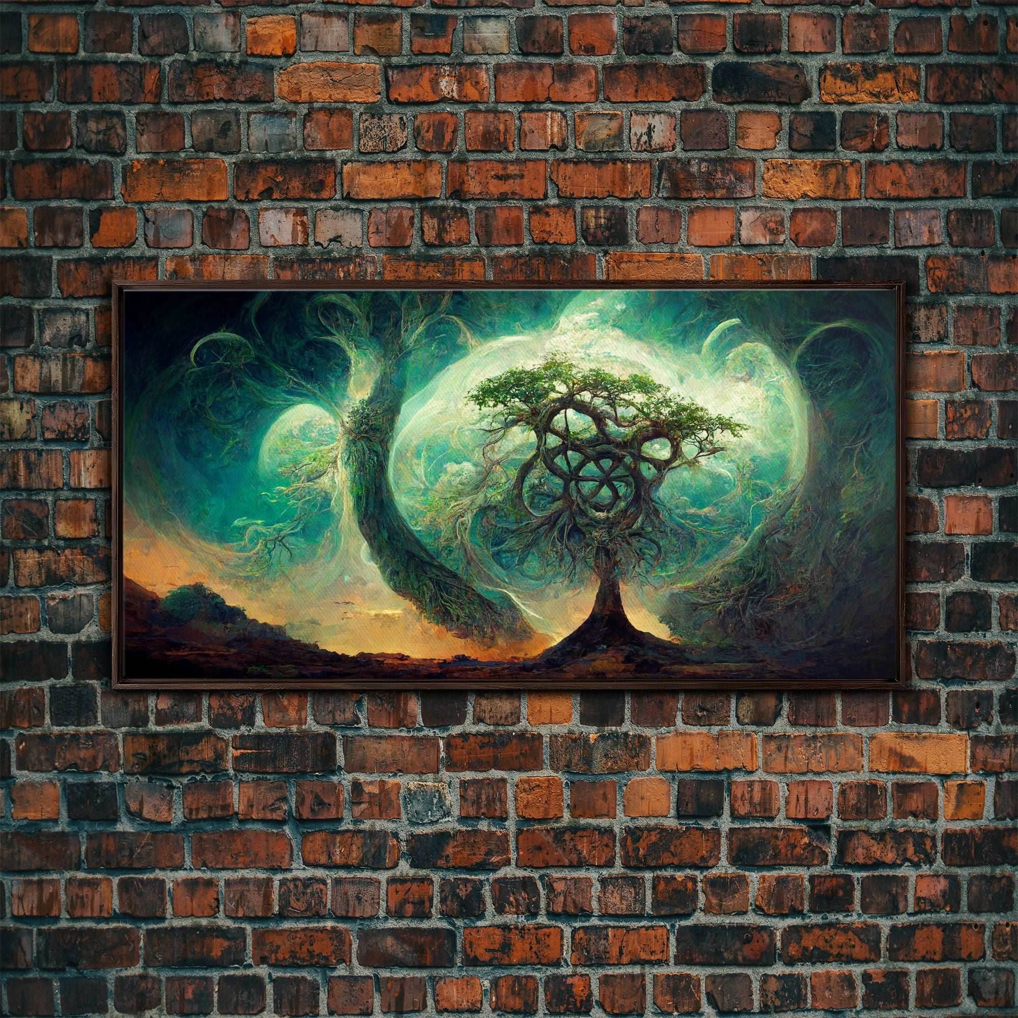 Gaia, norse mythology, canvas print, high fantasy art - 10x20 Inches / Walnut Frame