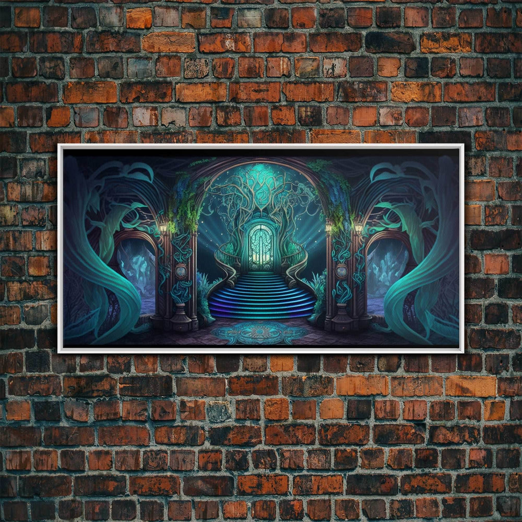Fantasy wall art, canvas print, magical forest, fantasy landscape art, ready to hang wall art - 10x20 Inches / White Frame