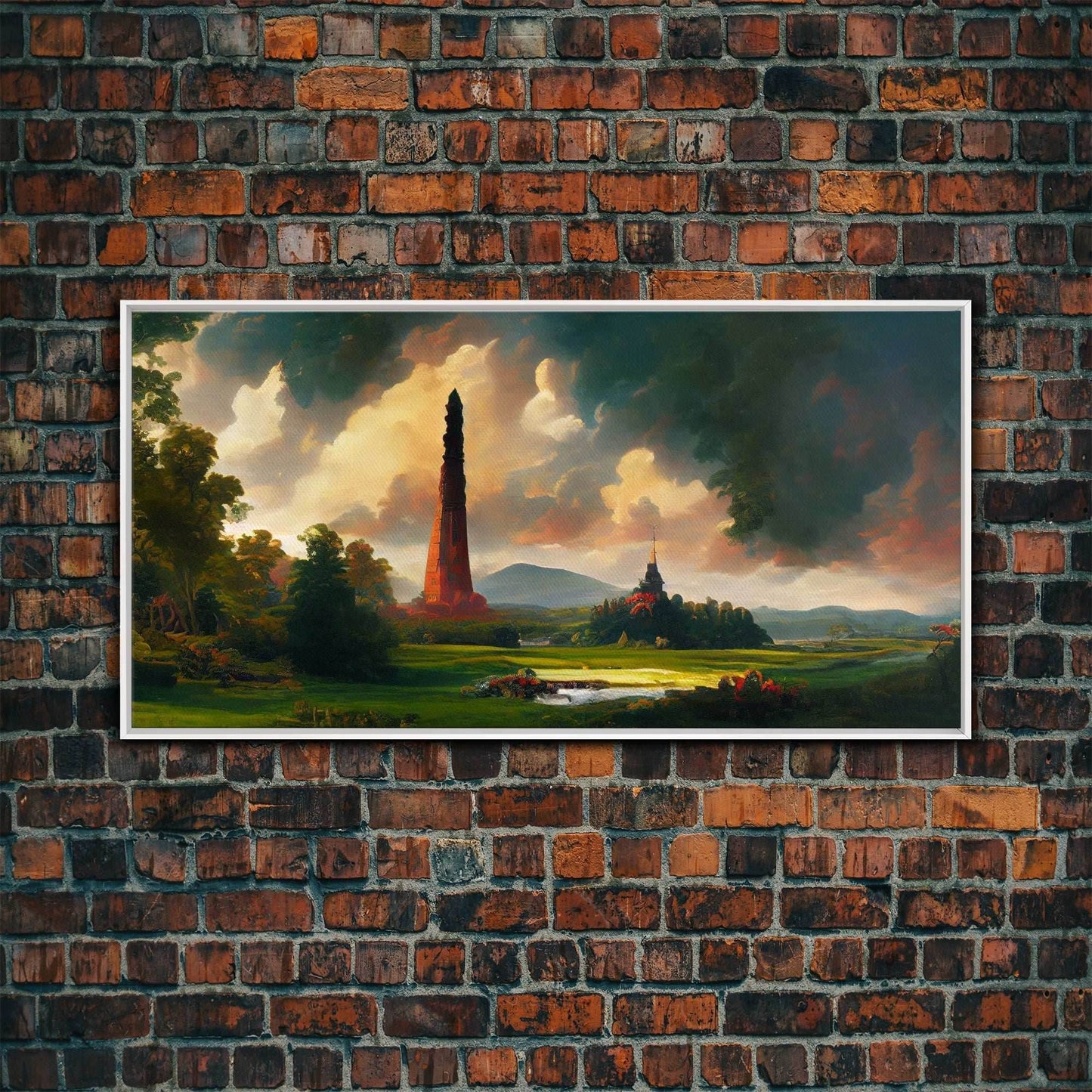 High Fantasy Art Canvas Print, Dark Tower, RPG Fantasy Art, RPG Concept art, unique wall art - 10x20 Inches / White Frame
