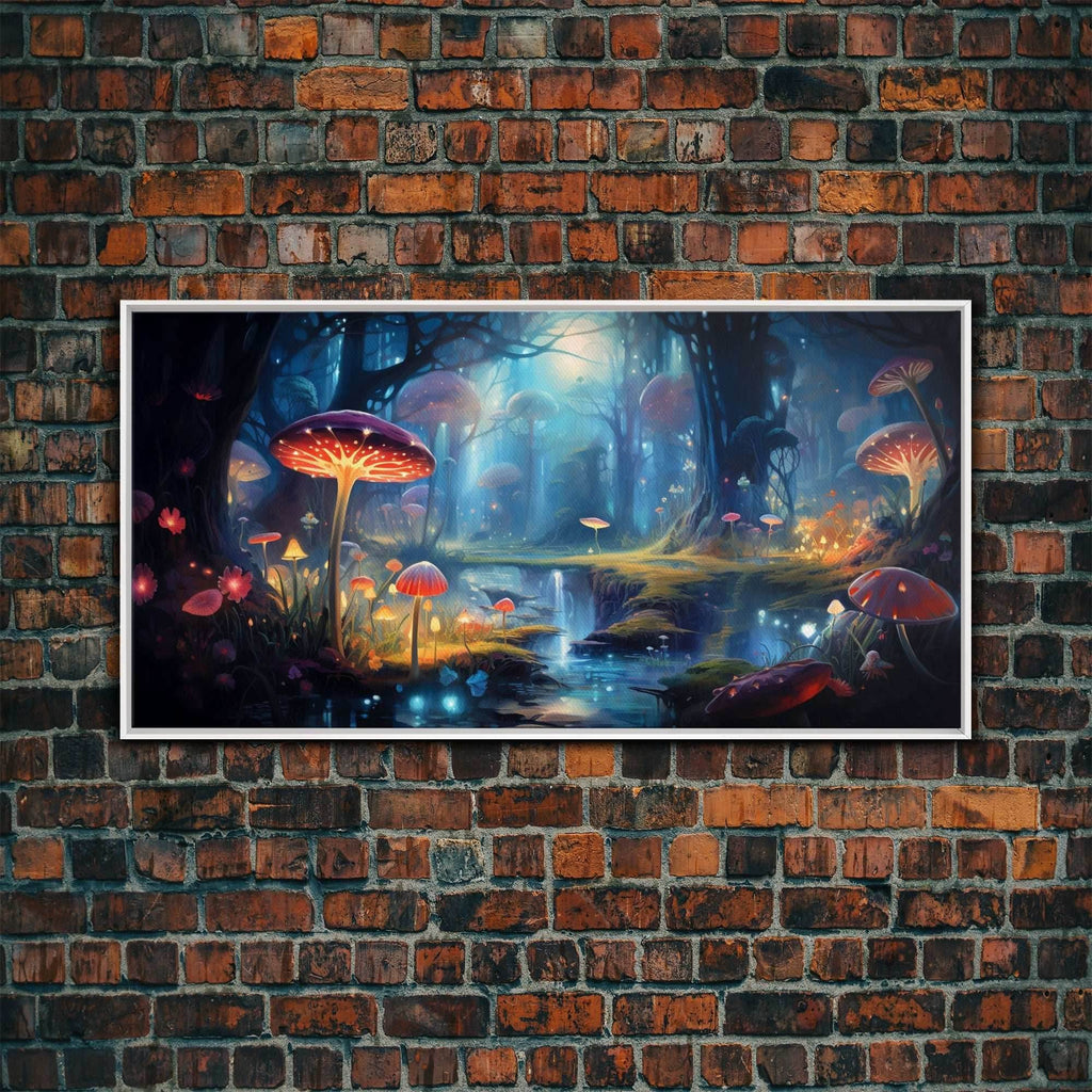 Fantasy Art, Dark Fantasy Forest Framed Canvas Print, Elven Decor, Magical Forest, RPG Game Art, Game Room Art, Witchy Decor, Wall Art - 10x20 Inches / White Frame