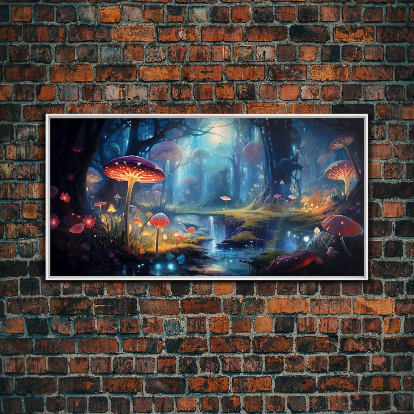 Fantasy Art, Dark Fantasy Forest Framed Canvas Print, Elven Decor, Magical Forest, RPG Game Art, Game Room Art, Witchy Decor, Wall Art - 10x20 Inches / White Frame