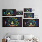The Path through The Trees, Fantasy Art, Framed Canvas Print, RPG concept Art, Magical glowing forest - 10x20 Inches / Gallery Wrap Canvas - Ready To Hang