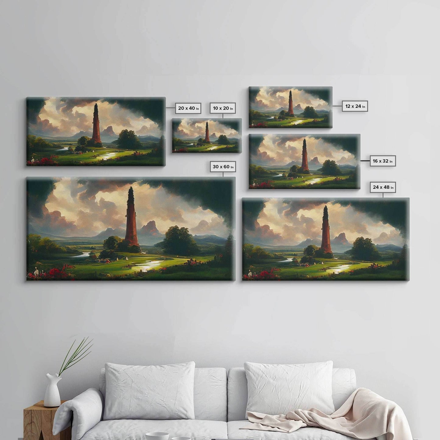 Dark Tower, High Fantasy Art Canvas Print, unique wall art, fantasy concept art - 10x20 Inches / Gallery Wrap Canvas - Ready To Hang