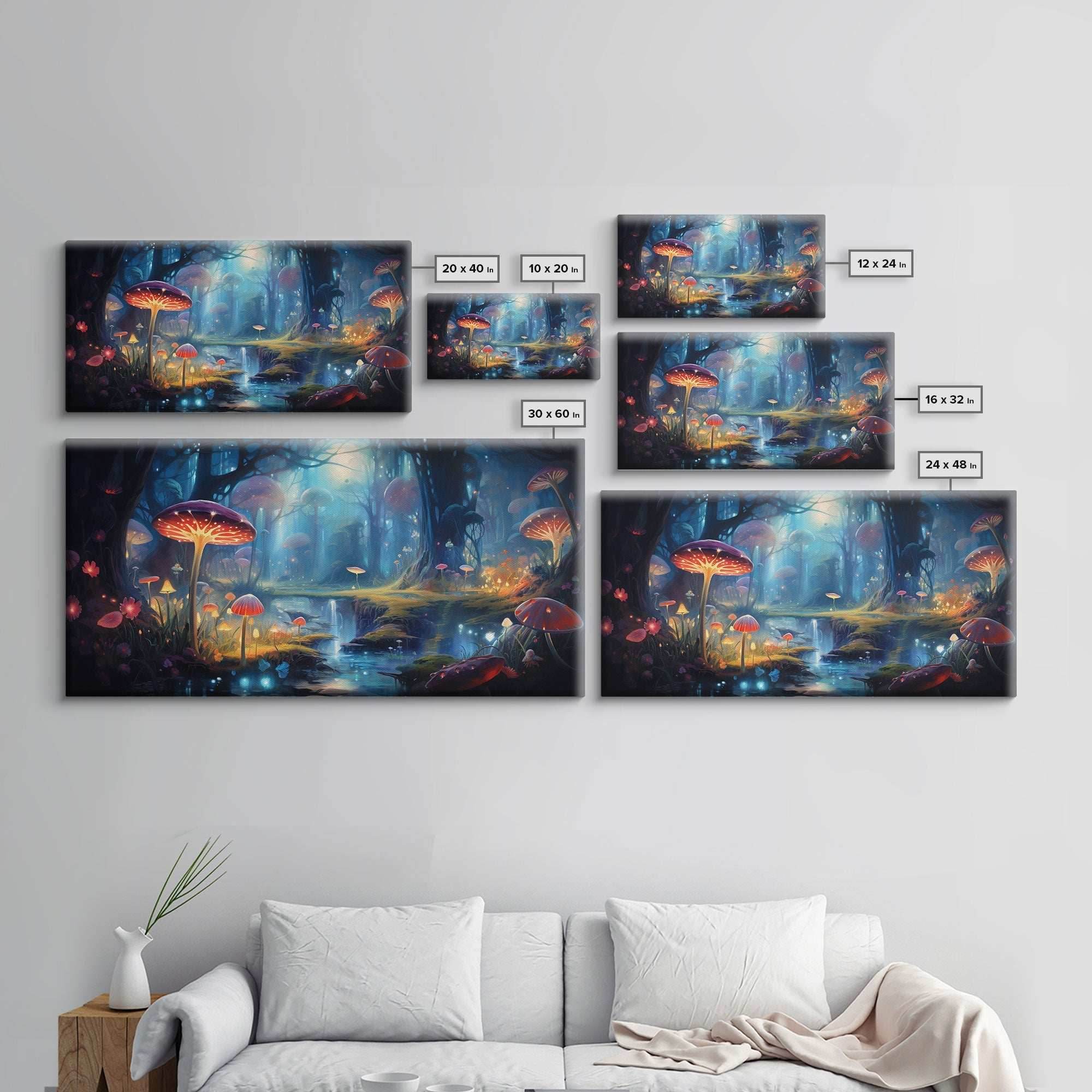 Fantasy Art, Dark Fantasy Forest Framed Canvas Print, Elven Decor, Magical Forest, RPG Game Art, Game Room Art, Witchy Decor, Wall Art - 10x20 Inches / Gallery Wrap Canvas - Ready To Hang