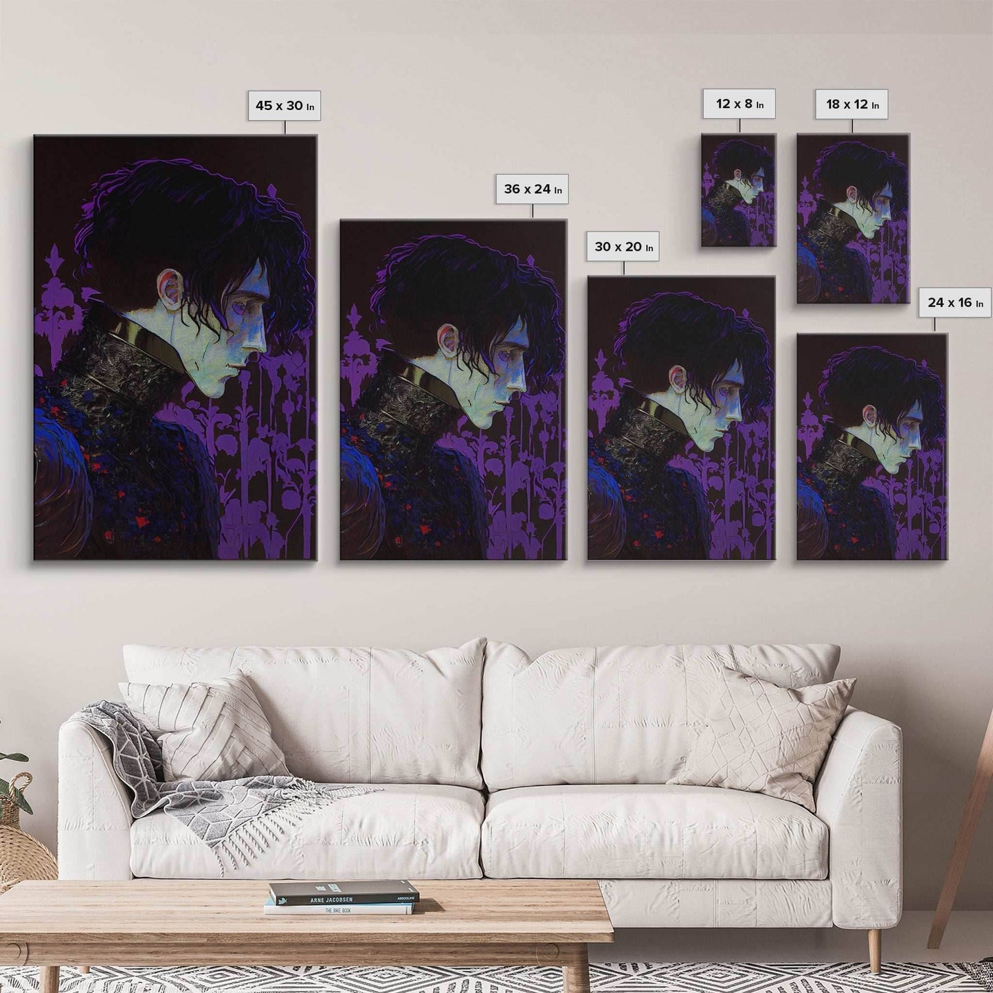 Portrait off the black knight, purple fantasy art, framed canvas print wall art - 8x12 Inches / Gallery Wrap Canvas - Ready To Hang