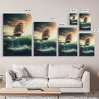 Haunted Pirate Ghost Ship On Rough Seas, Framed Canvas Print, Fantasy Wall Art, Wall Decor, Pirate Wal Art, Gift For Him, Kid's Room - 8x12 Inches / Gallery Wrap Canvas - Ready To Hang
