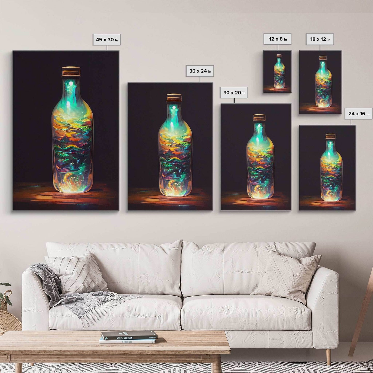 Miniature world in a bottle poster print, high fantasy wall art, magical wall art - 8x12 Inches / Gallery Wrap Canvas - Ready To Hang