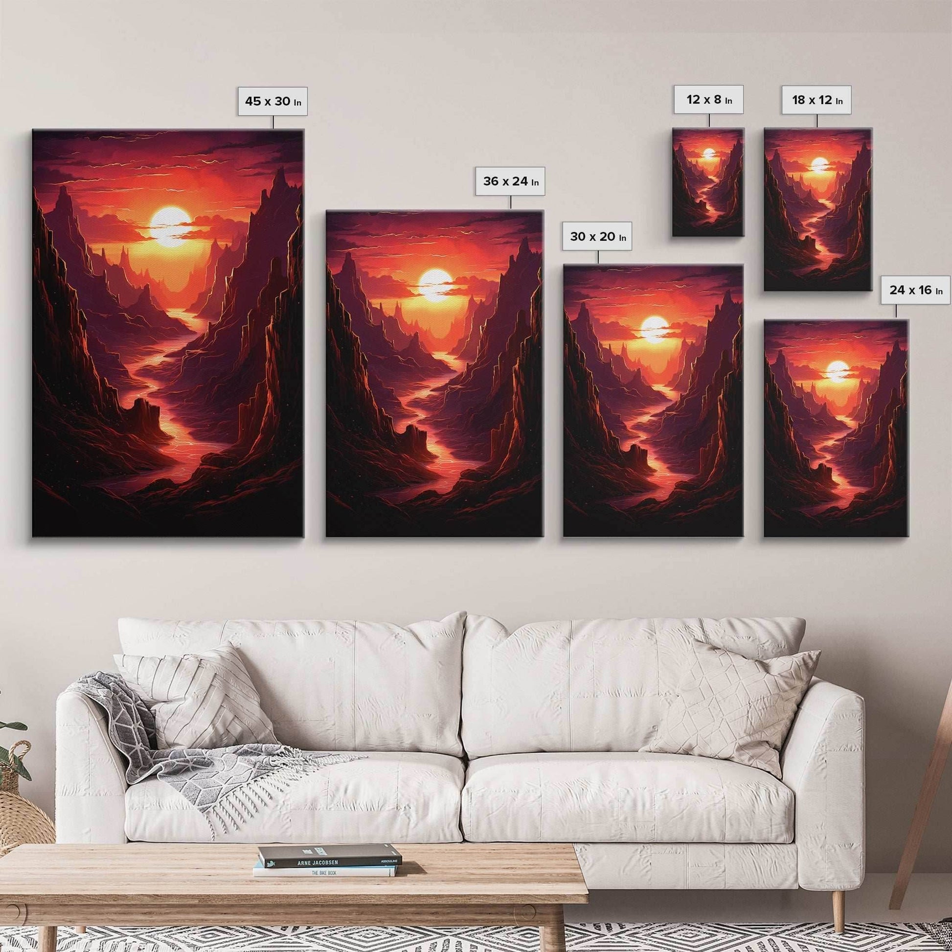 Sunset Wall Art, Fantasy Artwork, River Wall Print, Landscape Wall Art, Canvas Print, Wall Art, Vertical Art, Ranch Decor, Farmhouse Art - 8x12 Inches / Gallery Wrap Canvas - Ready To Hang