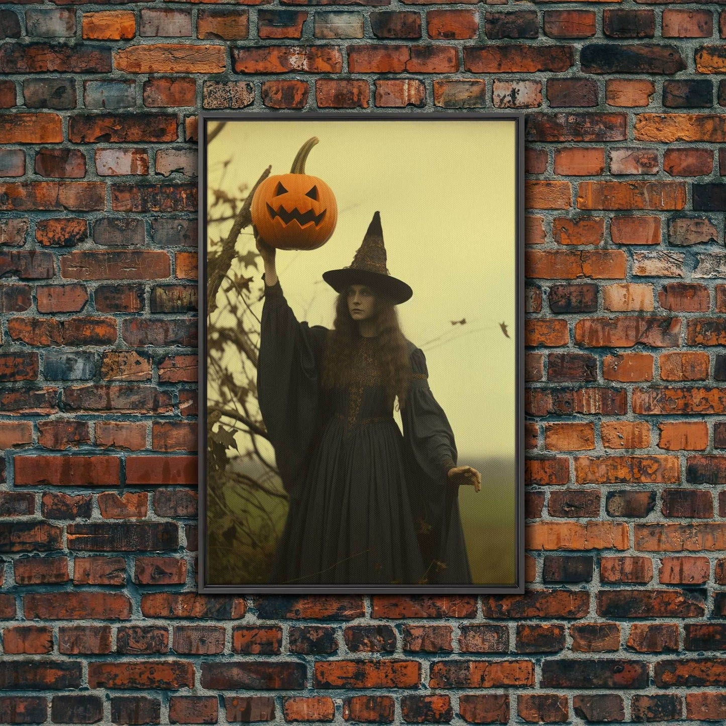 Witch Art Print, Occult Art, Dark Wall Art, Dark Fantasy, Witch Halloween, Canvas Print, Wall Art, Vertical Print, Home Decor, Wall Decor - 8x12 Inches / Black Frame
