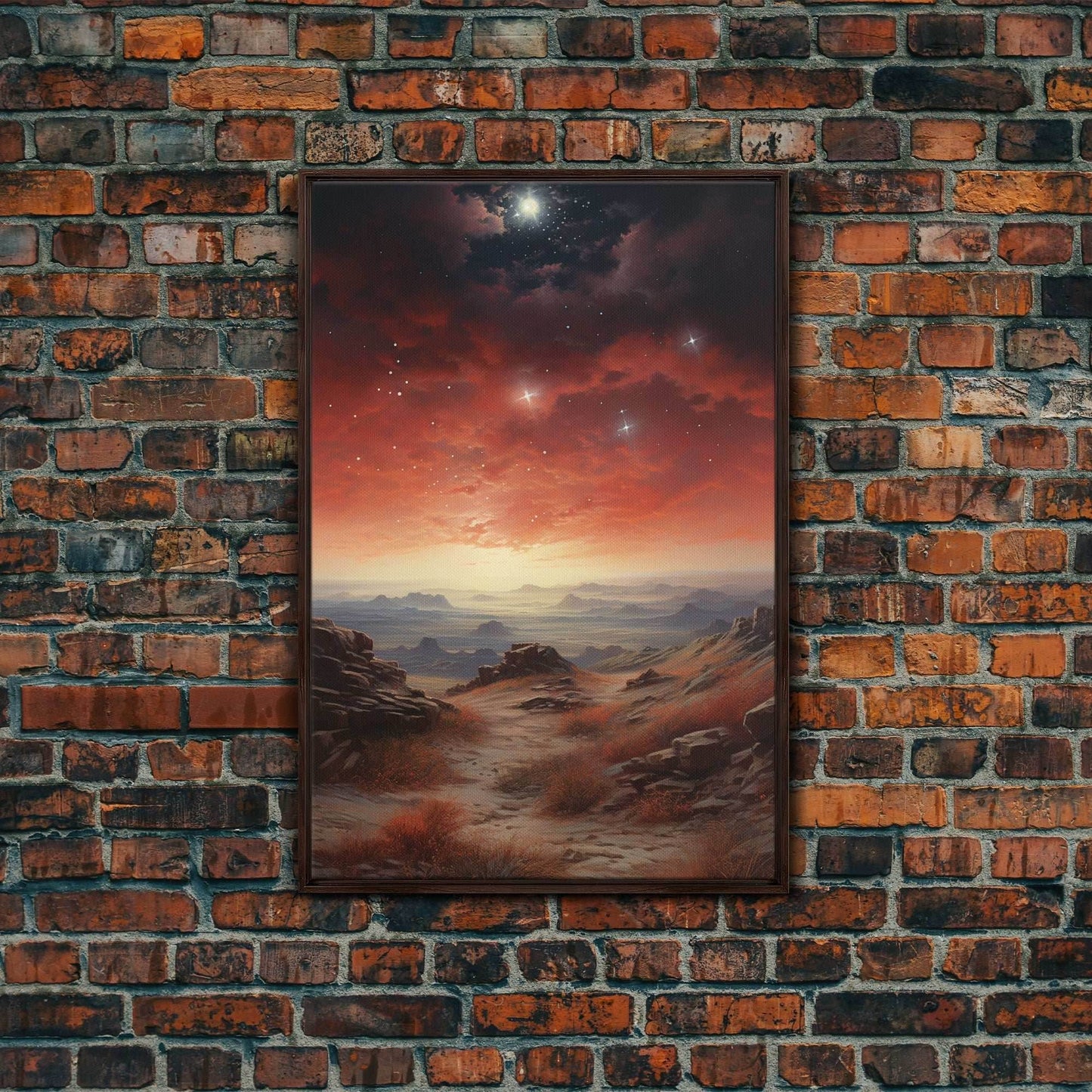 Sci Fi Wall Art, Fantasy Artwork, Space Wall Art, Tiny House Decor, Canvas Print, Wall Art, Vertical Art, Moving Gift, Game Room Decor - 8x12 Inches / Walnut Frame