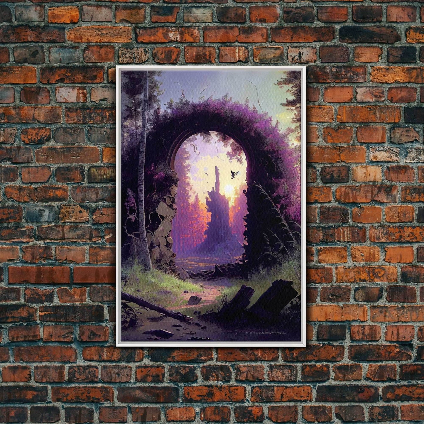 Gateway to another world, the purple realm, fine art poster print, fantasy decor - 8x12 Inches / White Frame