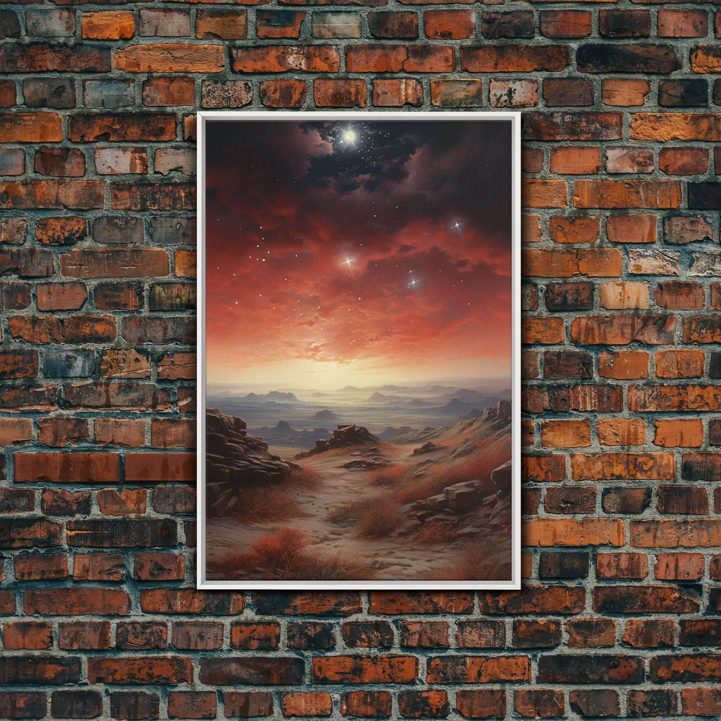 Sci Fi Wall Art, Fantasy Artwork, Space Wall Art, Tiny House Decor, Canvas Print, Wall Art, Vertical Art, Moving Gift, Game Room Decor - 8x12 Inches / White Frame