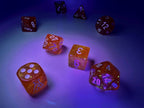 Borealis® Polyhedral Blood Orange/white Luminary™ 7-Die Set (with bonus die) - 