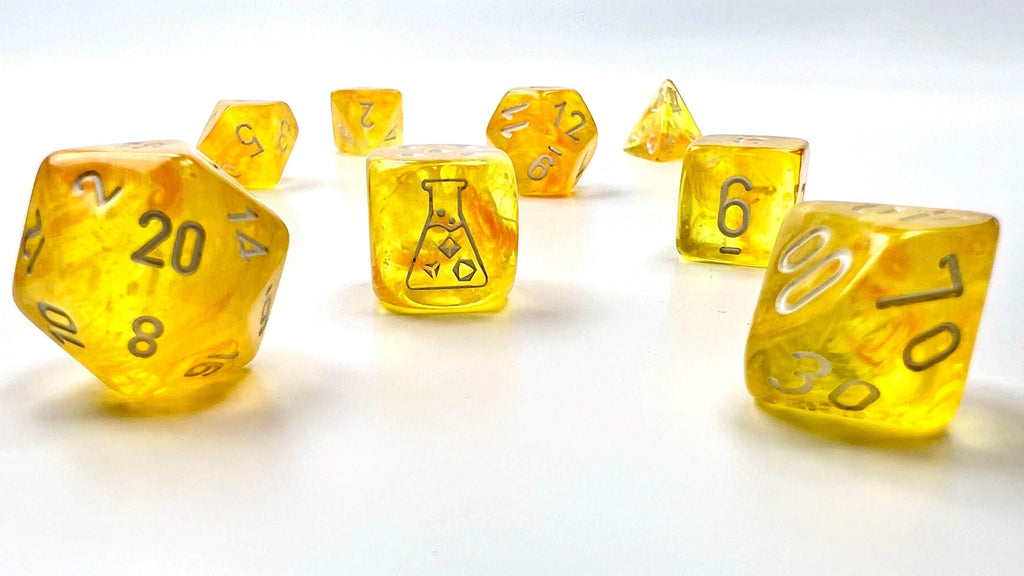 Borealis® Polyhedral Canary/white Luminary™ 7-Die Set (with bonus die) - 