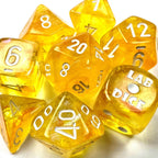 Borealis® Polyhedral Canary/white Luminary™ 7-Die Set (with bonus die) - 