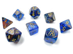 Lustrous® Polyhedral Azurite/gold 7-Die Set (with bonus die) - 
