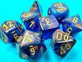 Lustrous® Polyhedral Azurite/gold 7-Die Set (with bonus die) - 