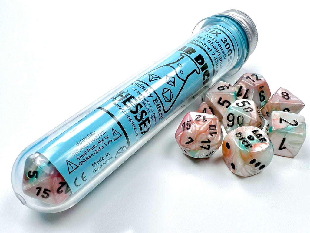Lustrous® Polyhedral Sea Shell/black Luminary™ 7-Die Set (with bonus die) - 