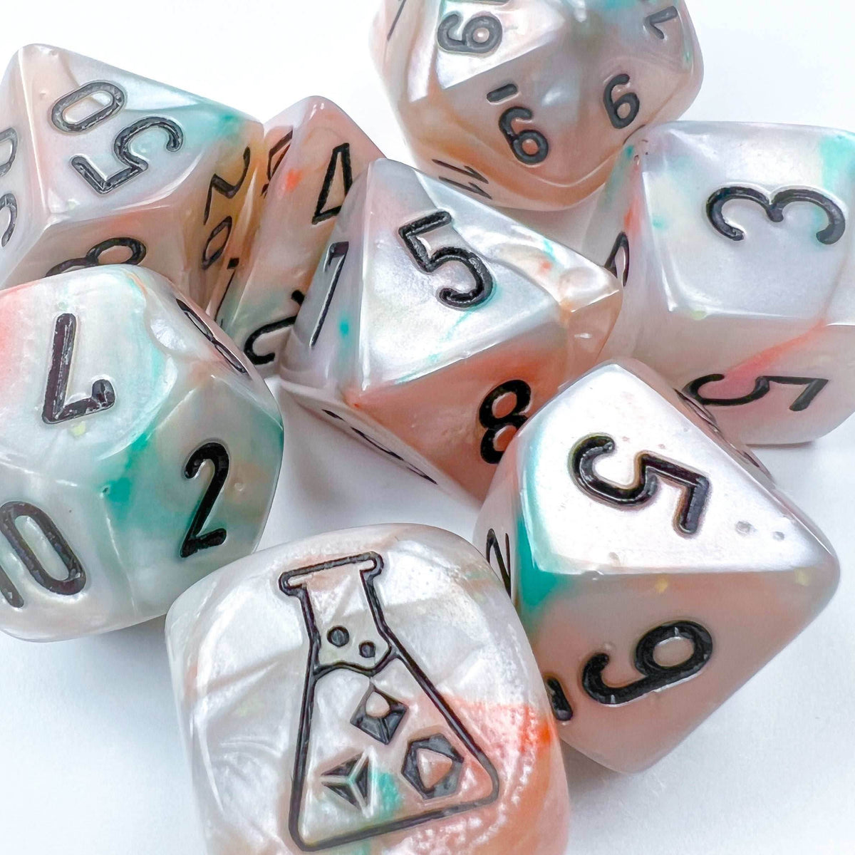 Lustrous® Polyhedral Sea Shell/black Luminary™ 7-Die Set (with bonus die) - 