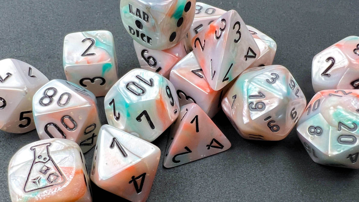 Lustrous® Polyhedral Sea Shell/black Luminary™ 7-Die Set (with bonus die) - 