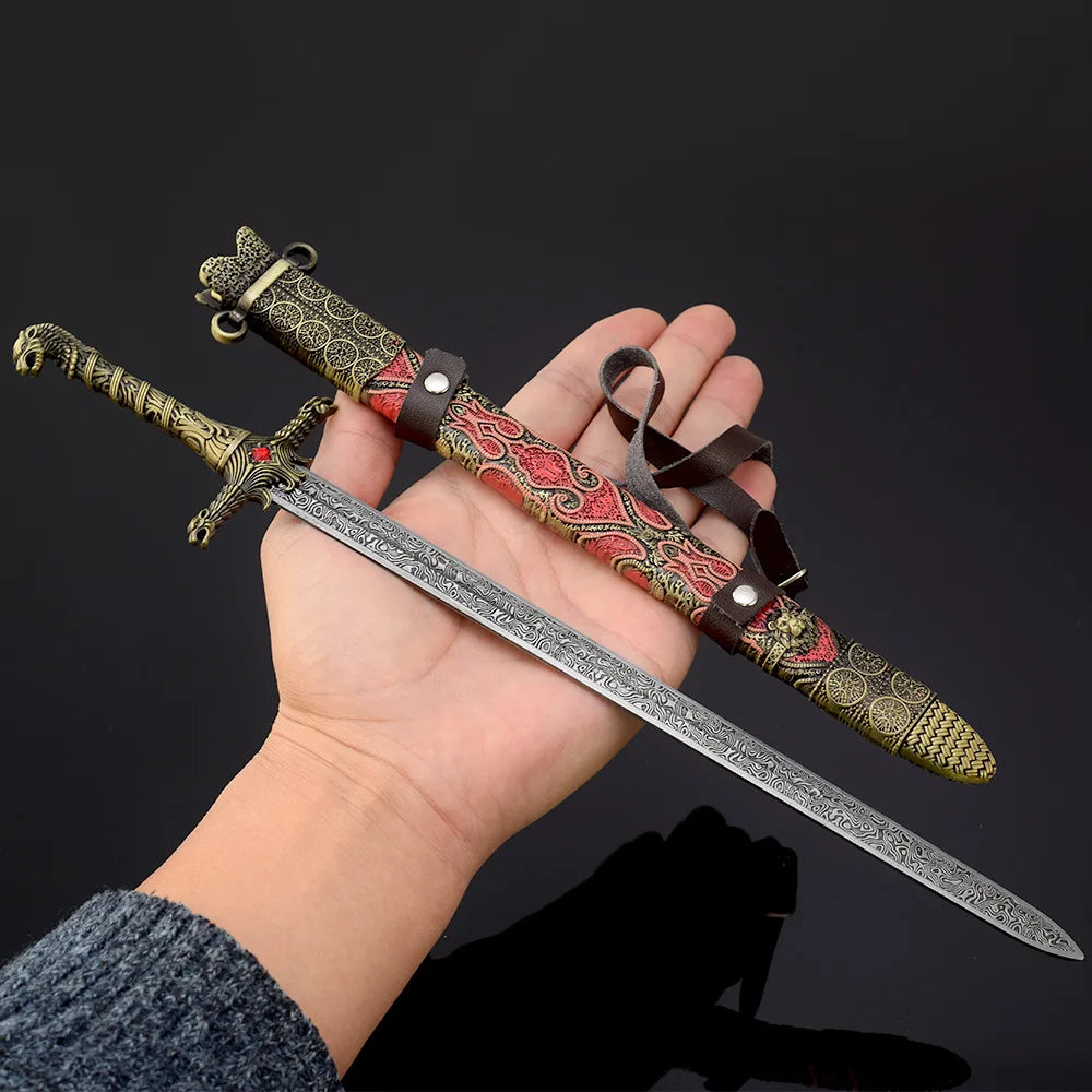 30cm Oathkeeper Sword Keychain Medieval Knight Valyrian Steel Game Movie TV Peripheral Metal Krieger Long Sword Weapon Toy Gifts