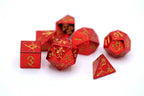 Red Chrome with Gold Solid Metal Barbarian Dice Set - 