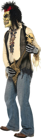 Zombie Rocker Skeleton Adult Dad Costume Bone Guitar and Mask Medium