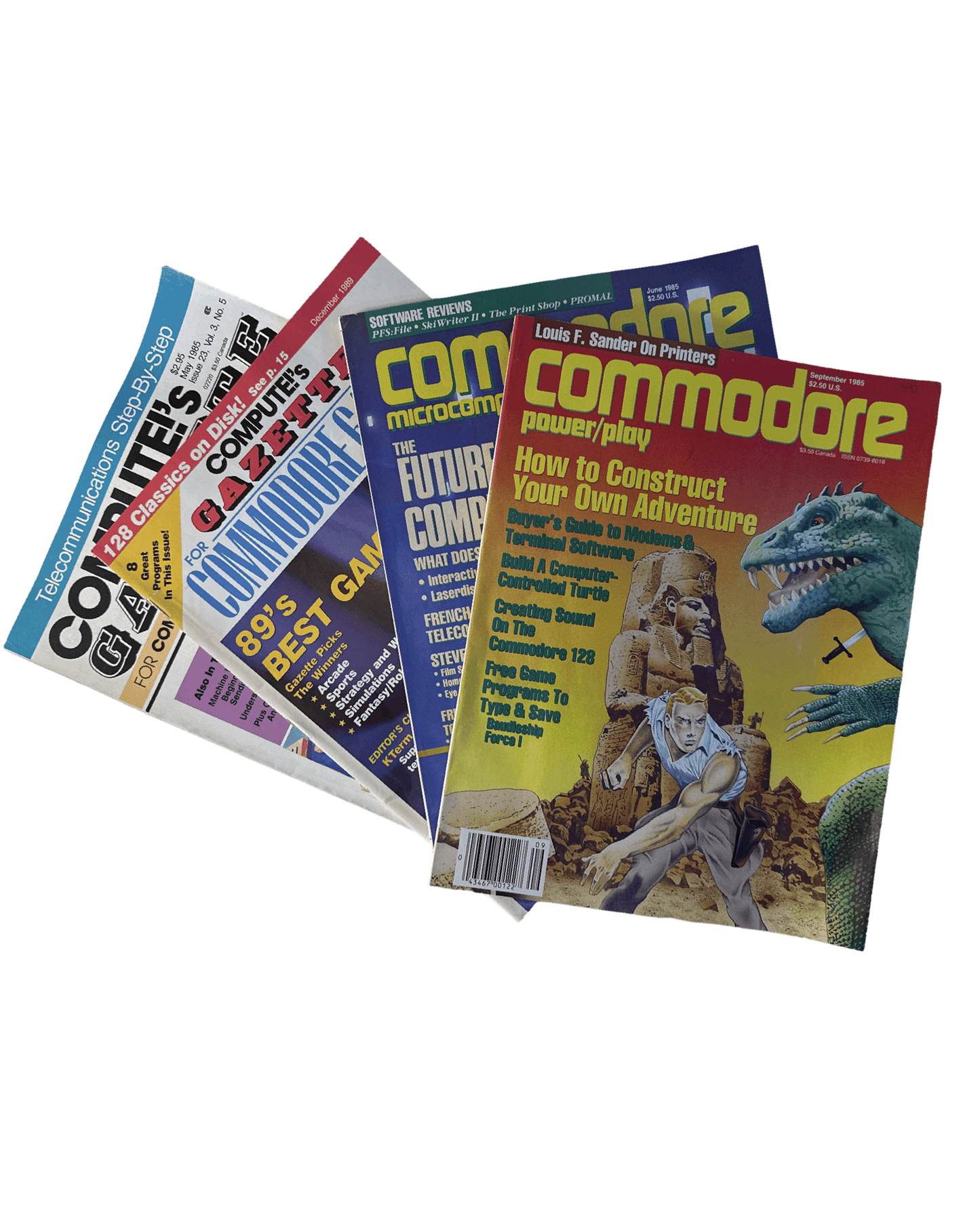 Various Commodore Magazines (Commodore Power/Play September 1985, Commodore Microcomputers June 1985, Compute!'s Gazette December 1989 &amp; Compute!'s Gazette May 1985) - 
