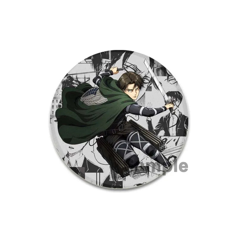 32/44/58mm Attack on Titan Badge Handmade Cartoon Brooches Eren Levi Armin Arlert Erwin Lapel Pin Backpack Hat Bag Decoration