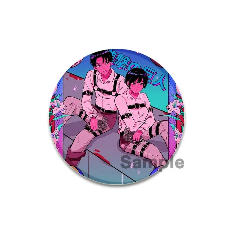 32/44/58mm Attack on Titan Badge Handmade Cartoon Brooches Eren Levi Armin Arlert Erwin Lapel Pin Backpack Hat Bag Decoration