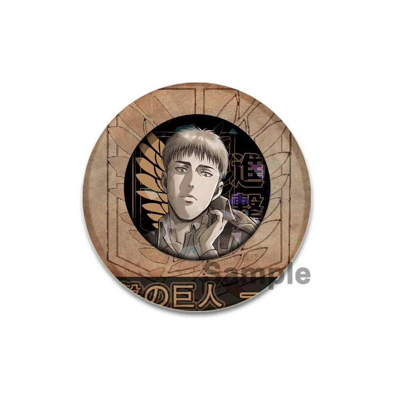 32/44/58mm Attack on Titan Badge Handmade Cartoon Brooches Eren Levi Armin Arlert Erwin Lapel Pin Backpack Hat Bag Decoration