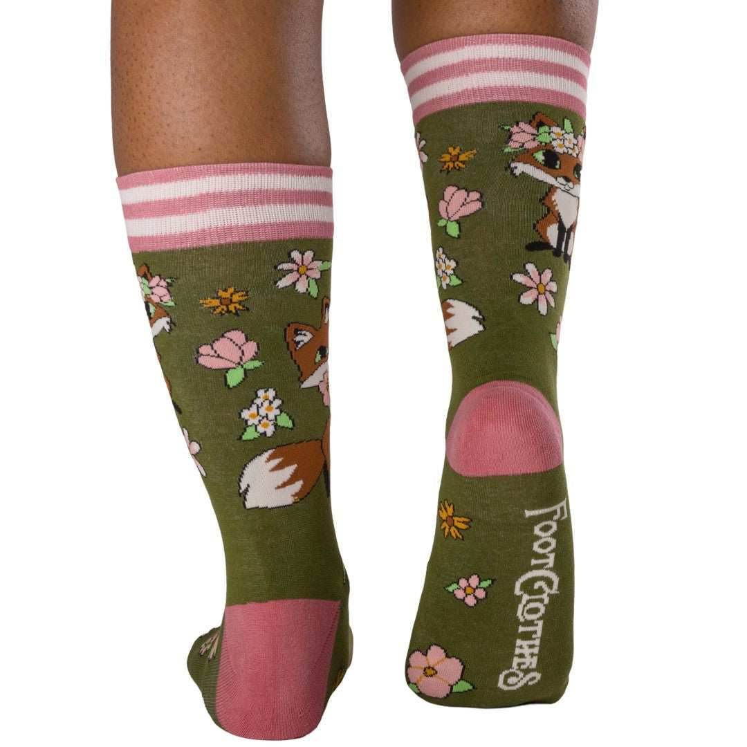Floral Foxes Crew Socks - 