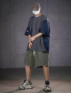 HiT38 Double Patchwork I-Tech Tee - Grey / M