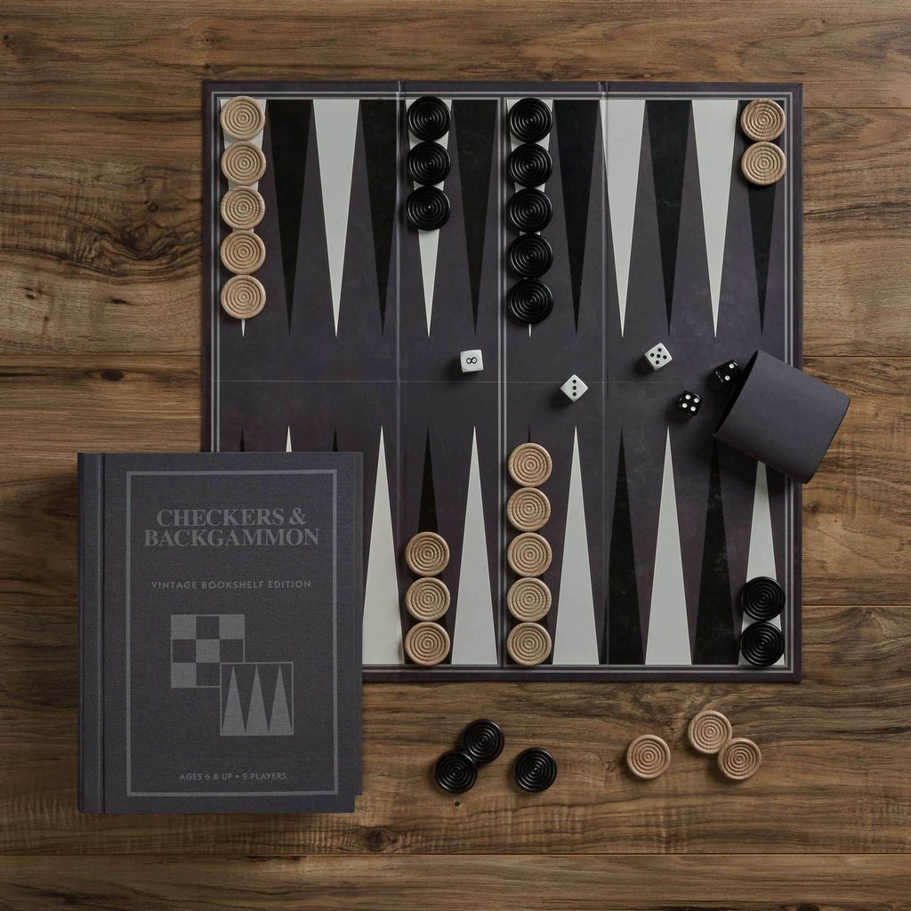 Checkers & Backgammon - Vintage Bookshelf Edition - 