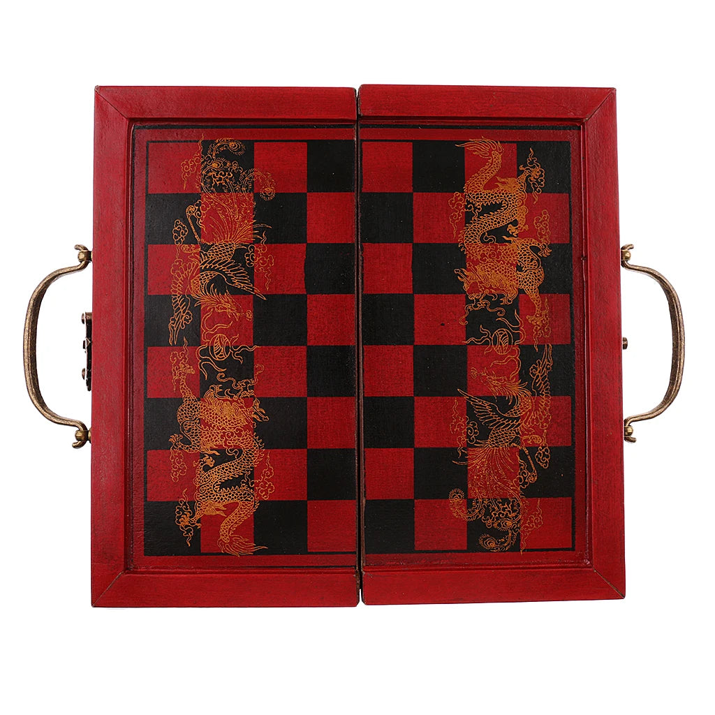 32pcs/set Chinese Chess Wooden Table Board Games Pieces Collectibles Gifts Foldable Chess Boards Antique Chinese Chess