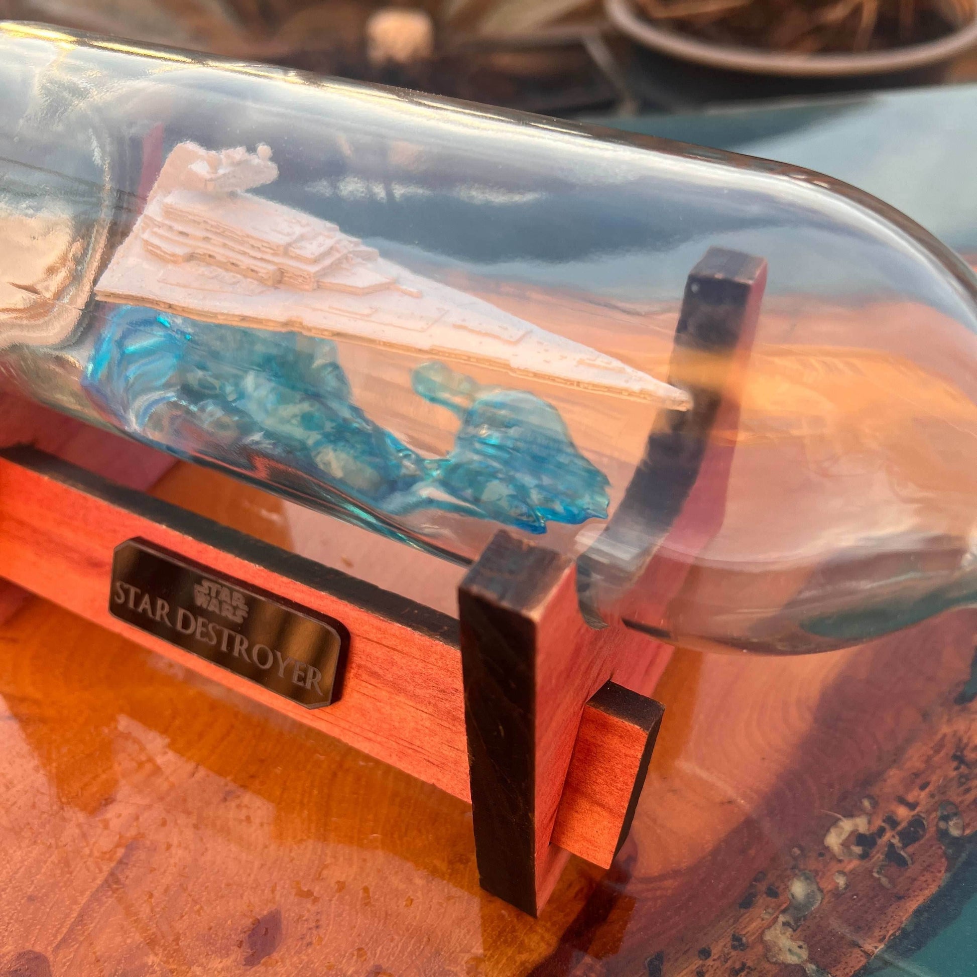 Star Wars Imperial Star Destroyer in a Wine Bottle - With Stand