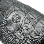 Leather Dice Bag with Skull sporting d20 Tattoo - 
