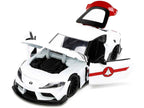2020 Toyota Supra White and Rick Hunter Diecast Figurine "Robotech" "Hollywood Rides" Series 1/24 Diecast Model Car by Jada