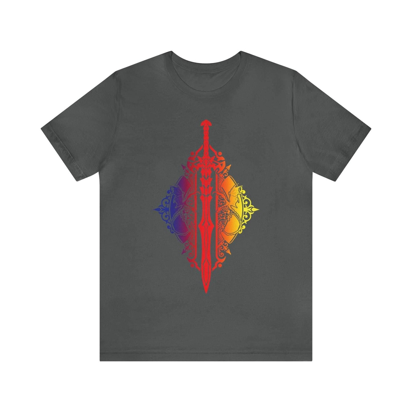 Sunset Ombre Dragon and Sword Shirt - Asphalt / S